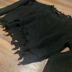 Akira Black Distressed Sweater